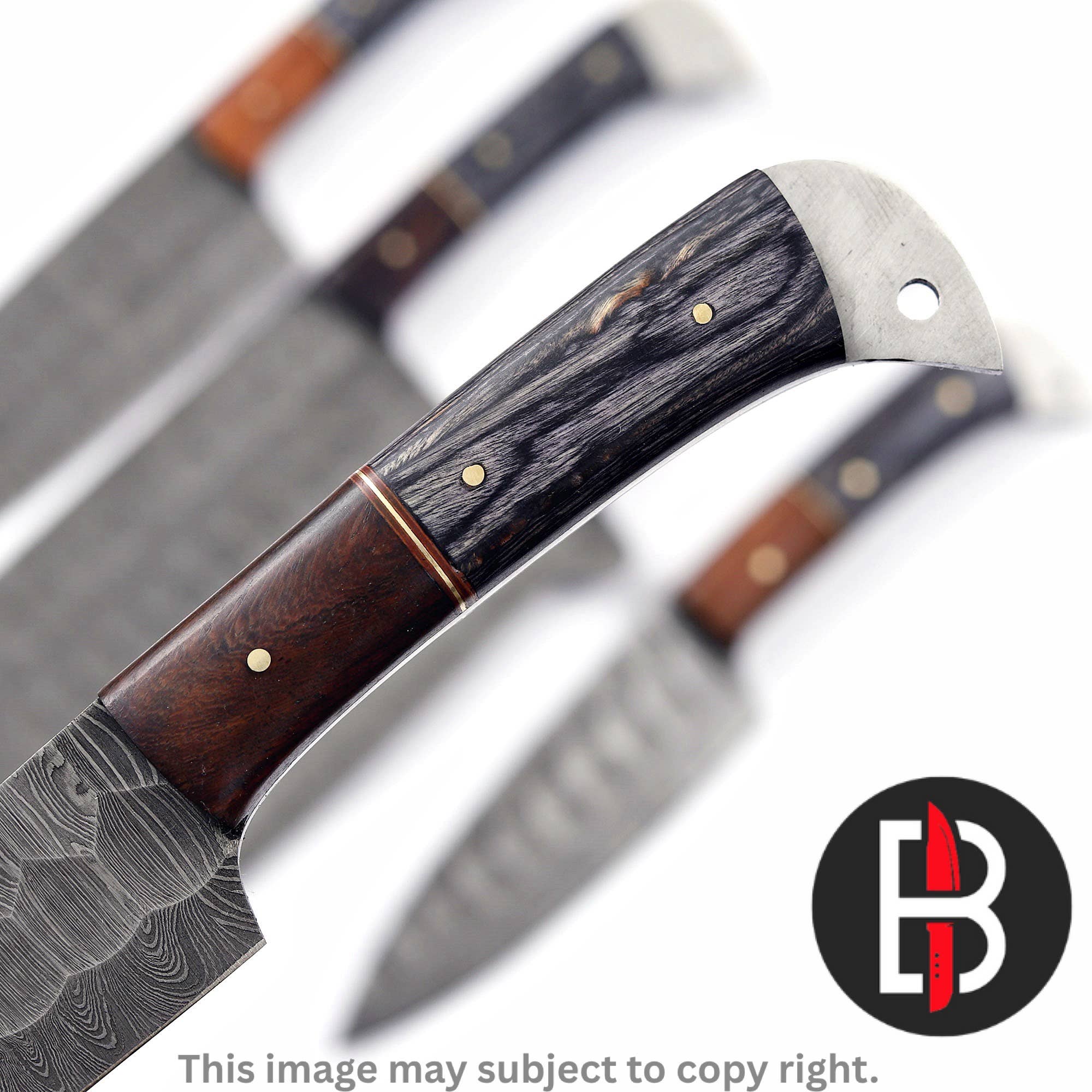 Damascus Steel Chef Set Handmade BBQ Kitchen Knives 5 Pcs - Image 3