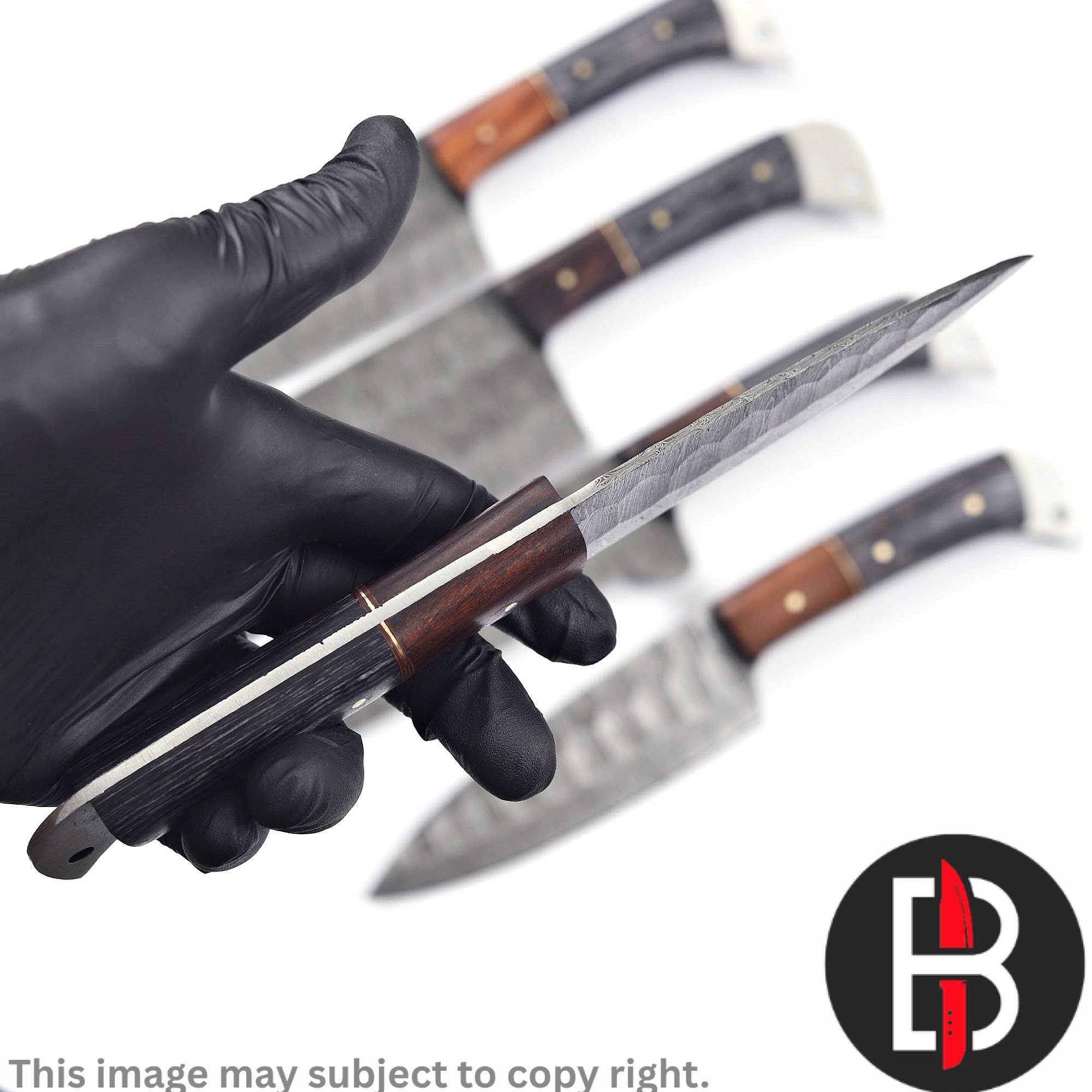 Damascus Steel Chef Set Handmade BBQ Kitchen Knives 5 Pcs - Image 5