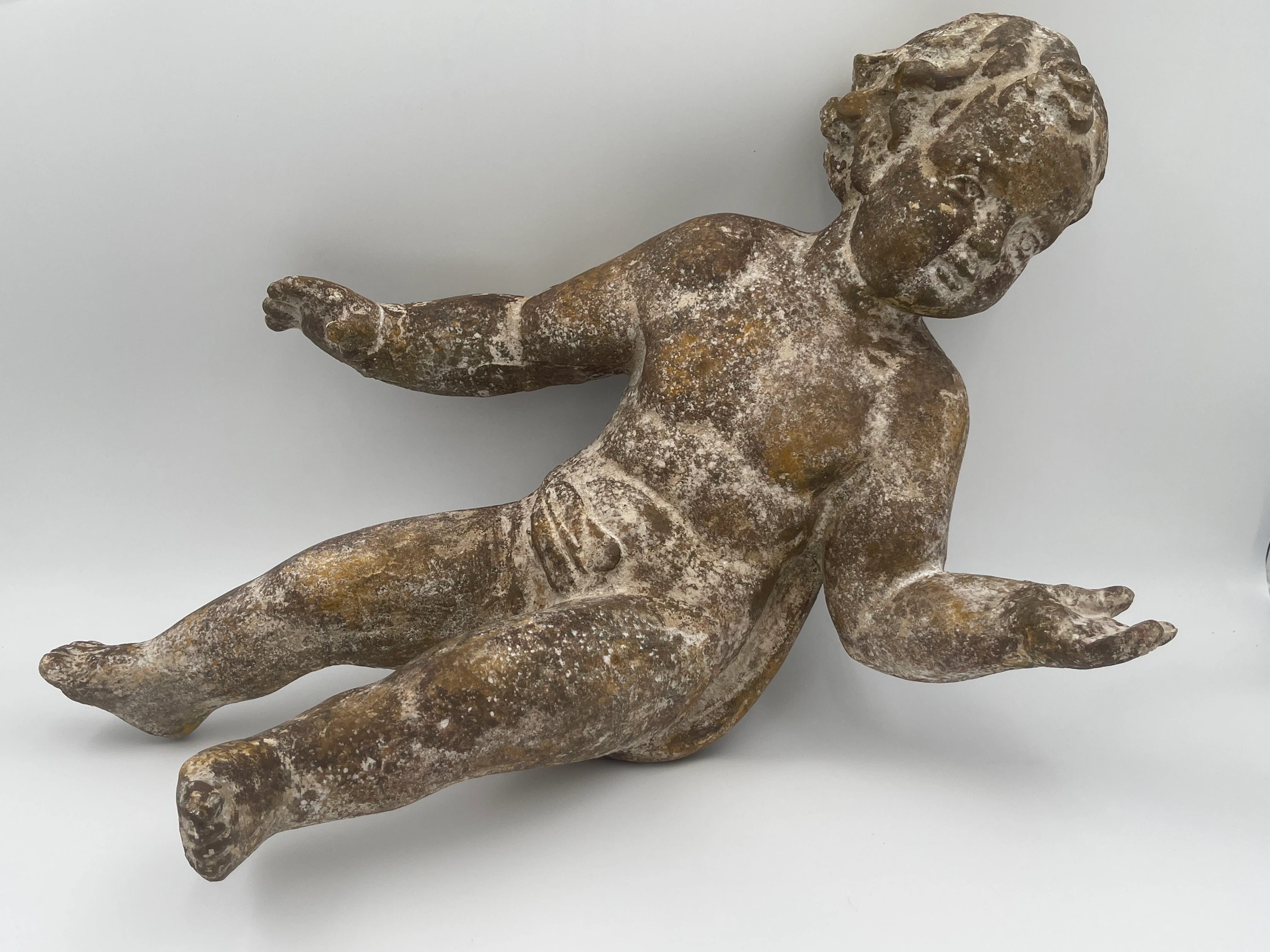 Brown Polystone Angel Cherub Figurine-26"