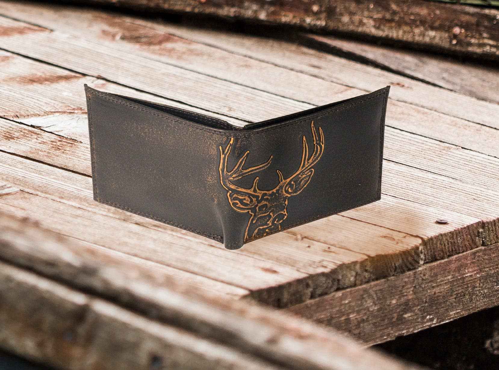 Buck Burnished Leather Bifold Wallet - Image 6