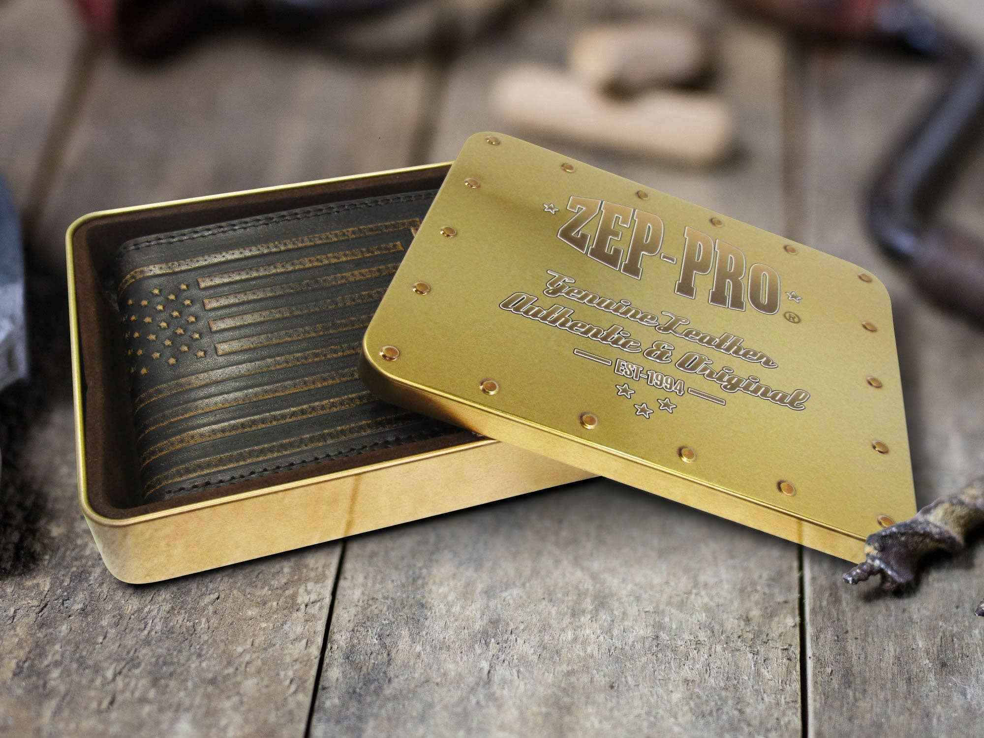Buck Burnished Leather Trifold Wallet - Image 4