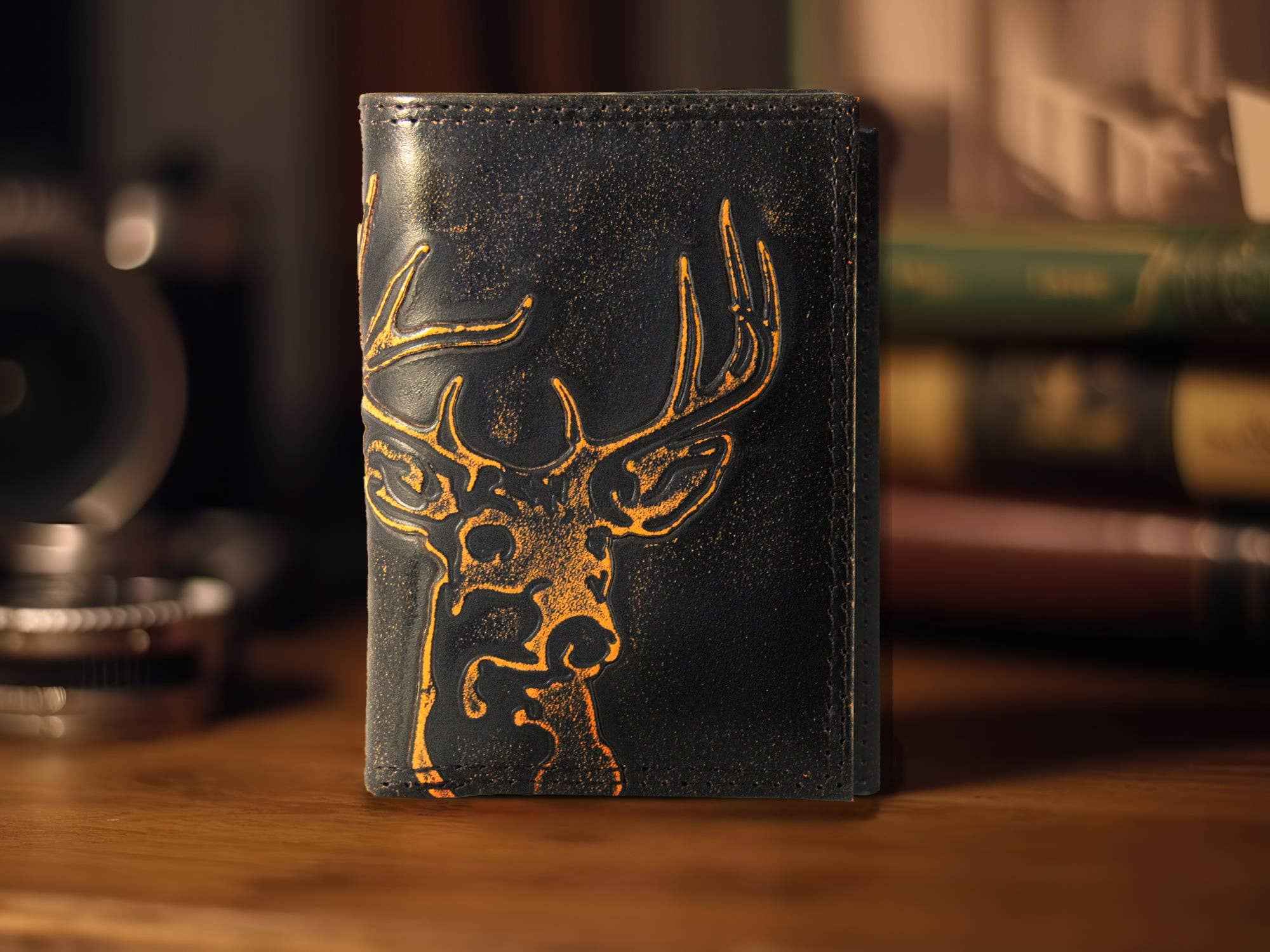 Buck Burnished Leather Trifold Wallet - Image 5