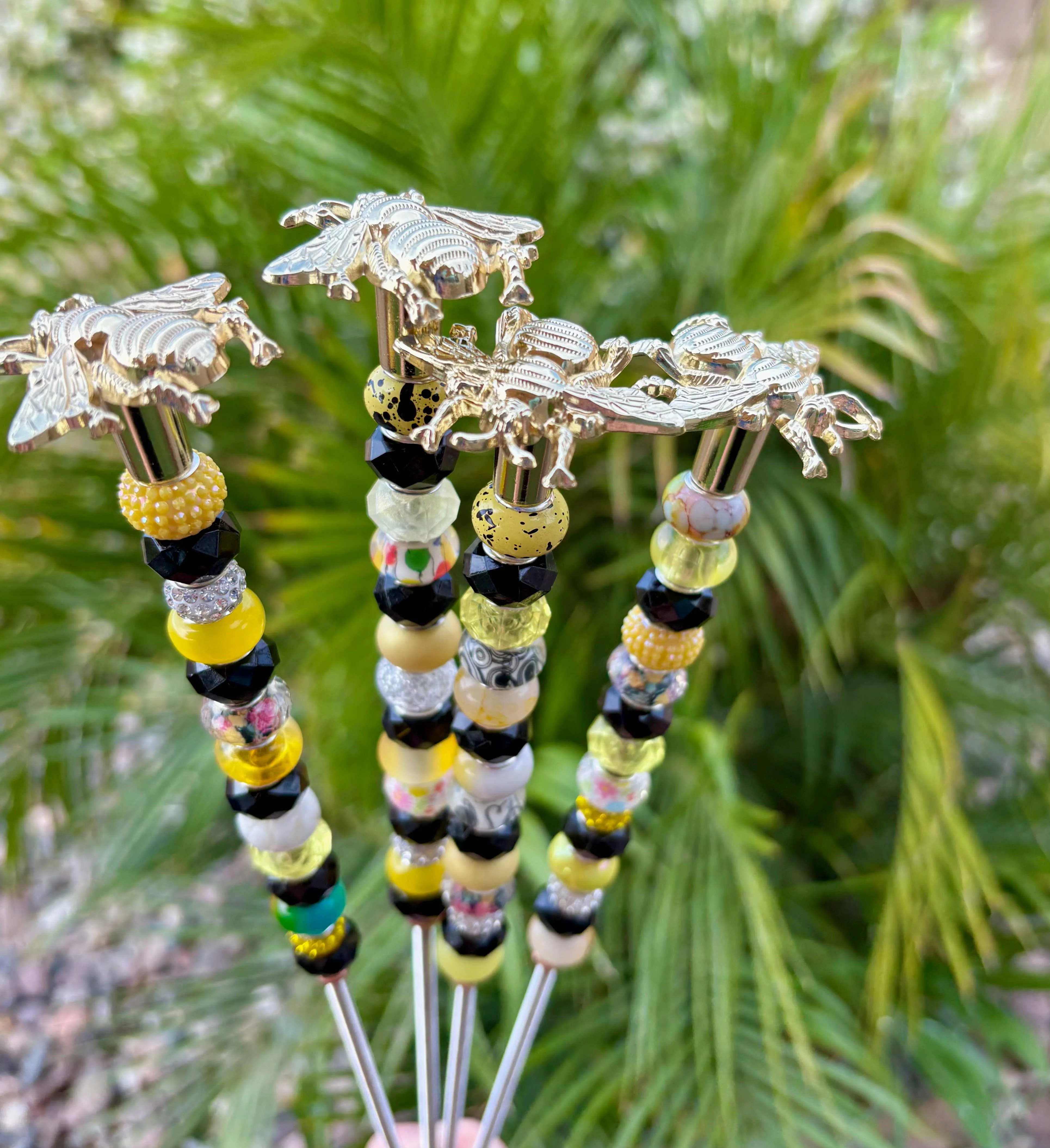 Bumblebee Fairy Garden Beaded Plant Stakes : 7 inch - Image 2