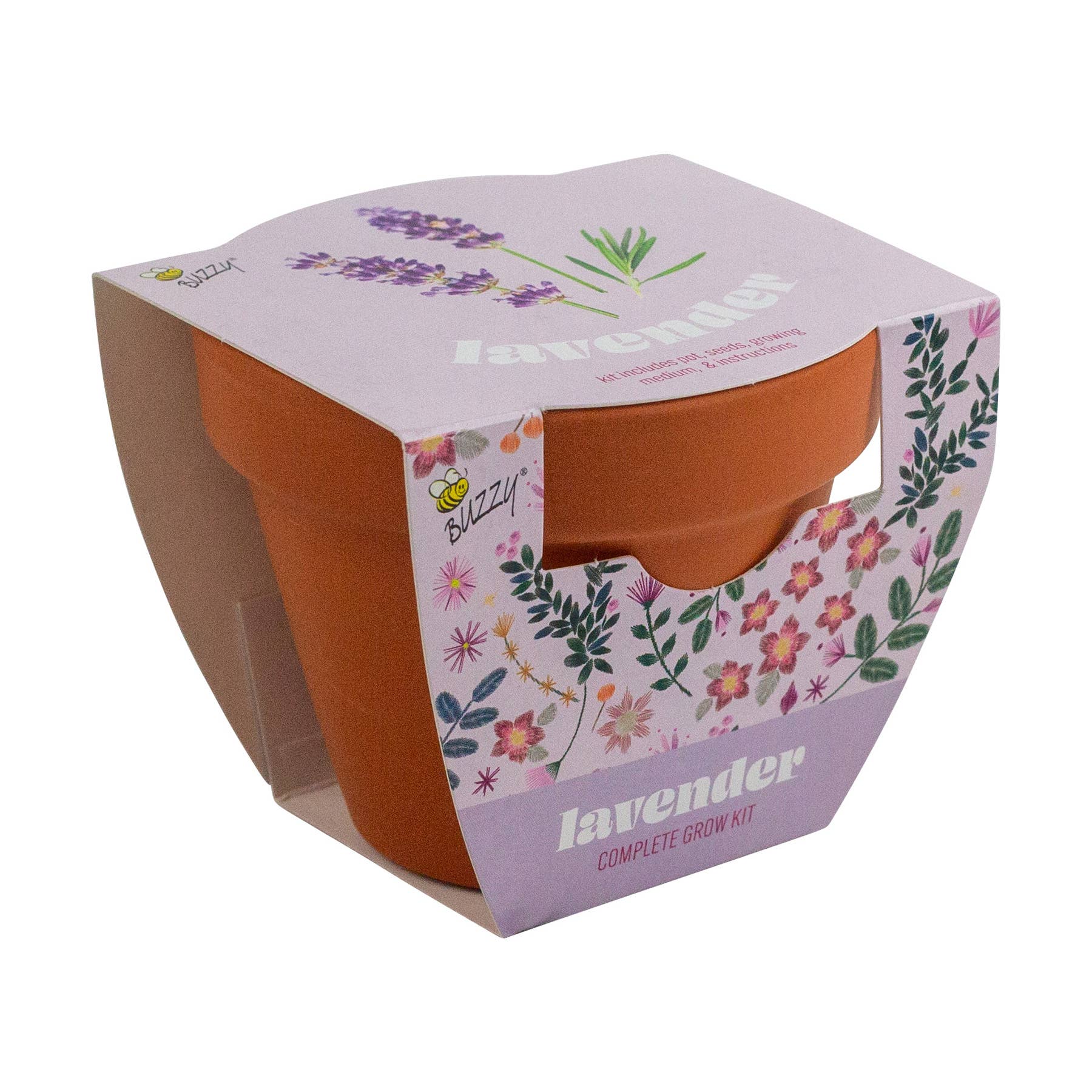 Buzzy Seeds Classic 7cm Terra Cotta Grow Kit - Lavender - Image 5