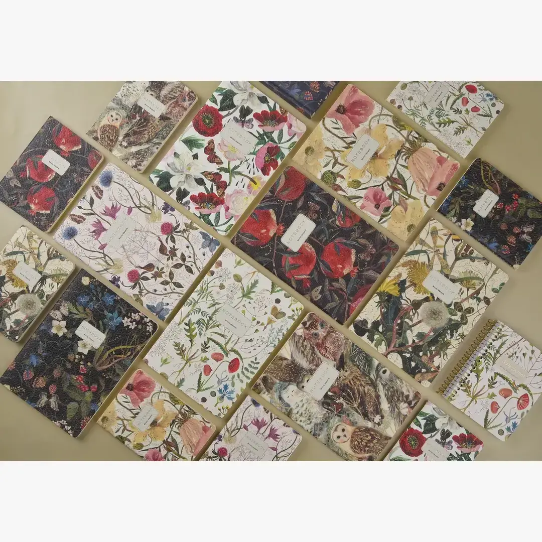 3 Piece Gift Set Greens and Flowers 2 Notebooks + Monaco Pen - Image 2