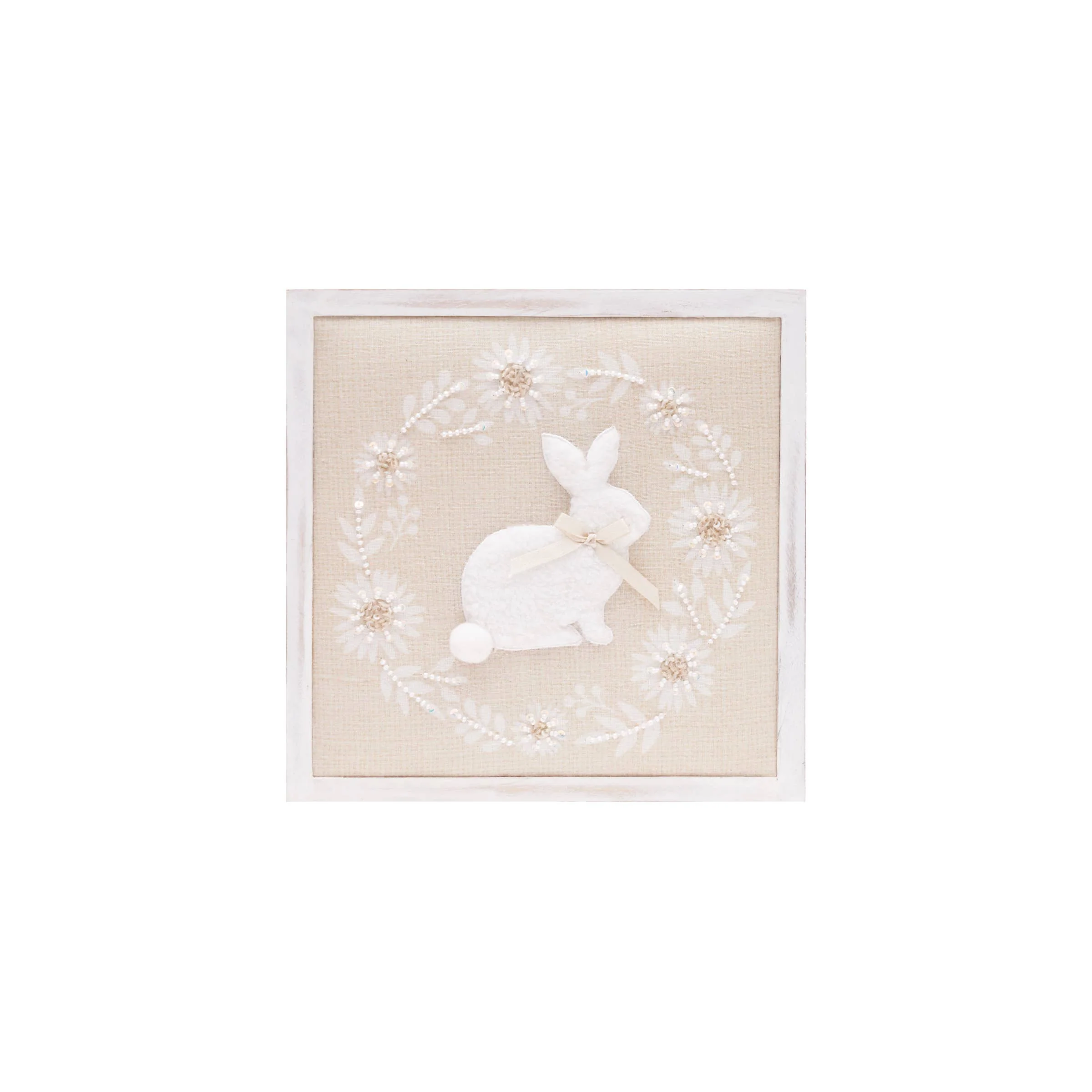Easter White Bunny Wreath Shadow Box