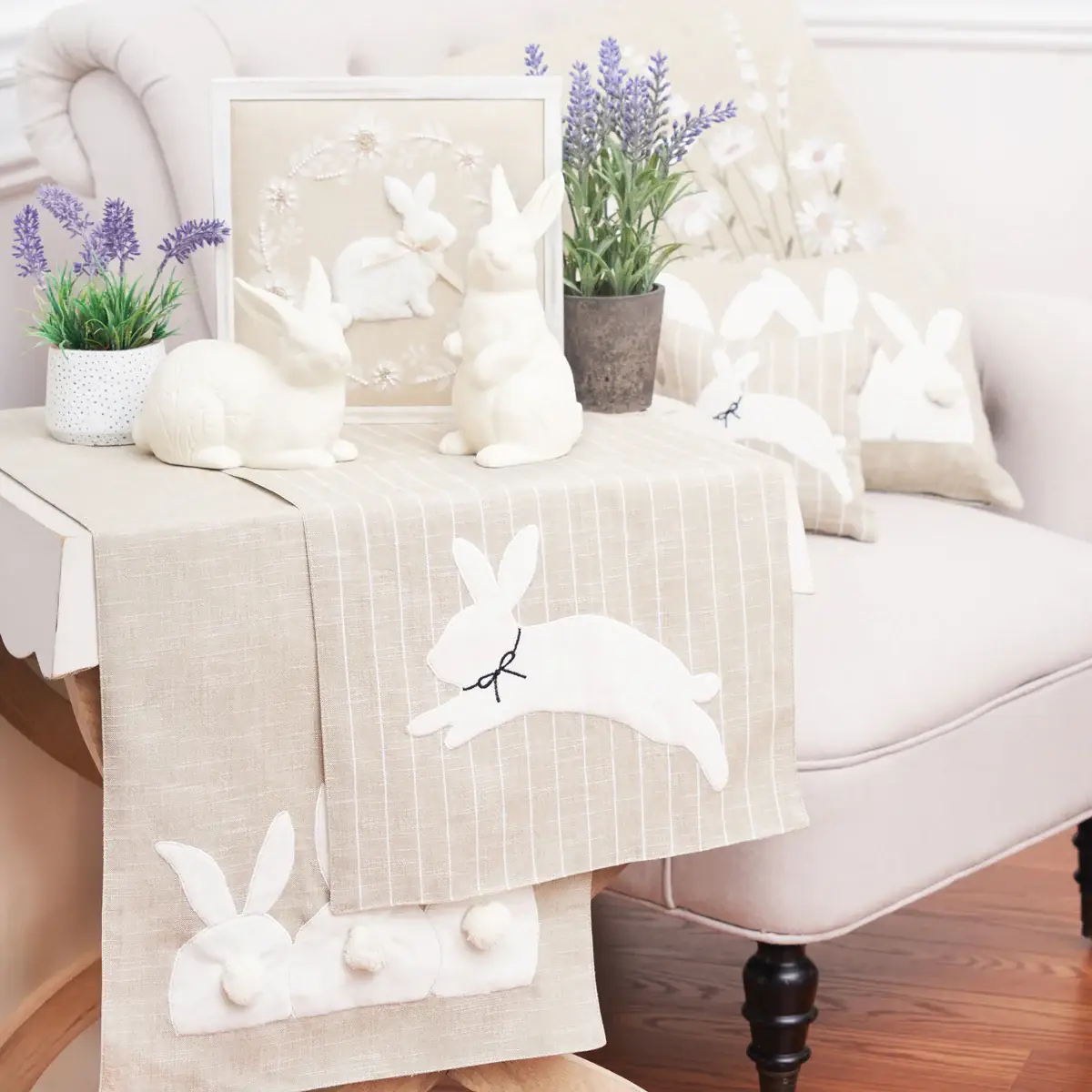 Easter White Bunny Wreath Shadow Box - Image 2