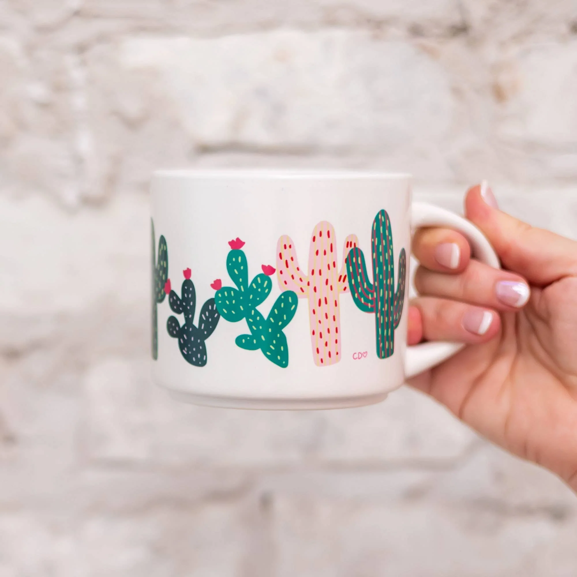 Cacti Ceramic Mug - Cream - Image 4