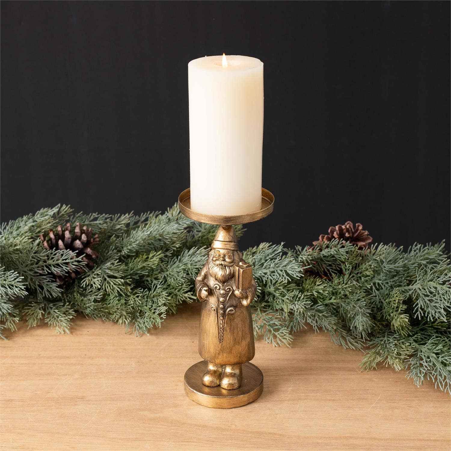 Candle Holder - Gold Santa Figure (2 pc) - Image 2