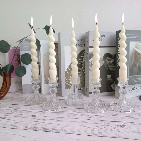 2-Pack Spring New White 7inch Spiral Taper Holiday Candles - Image 2