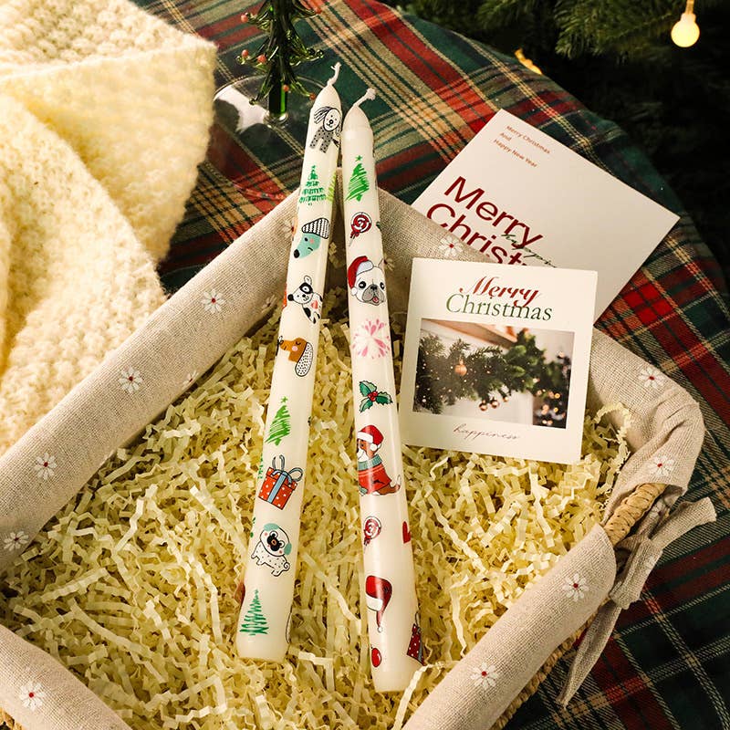 Christmas Cute Pet Pattern Decorative Long Wax Candles - Image 3