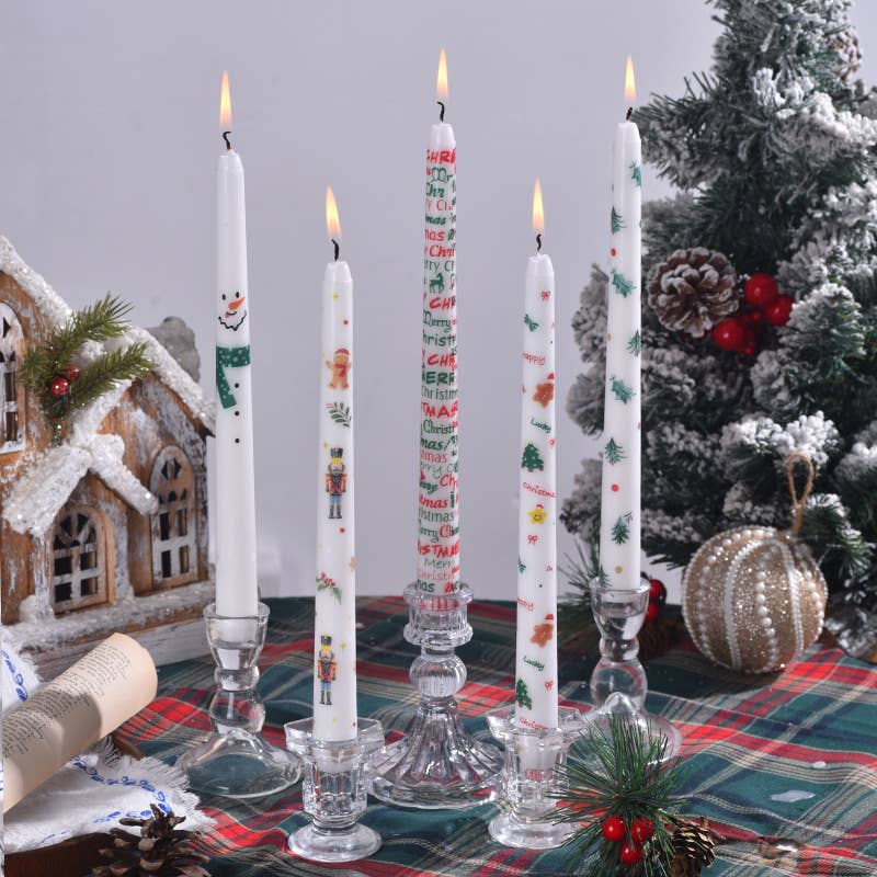 Smokeless Christmas Decorative Printed Taper Candle - Image 11