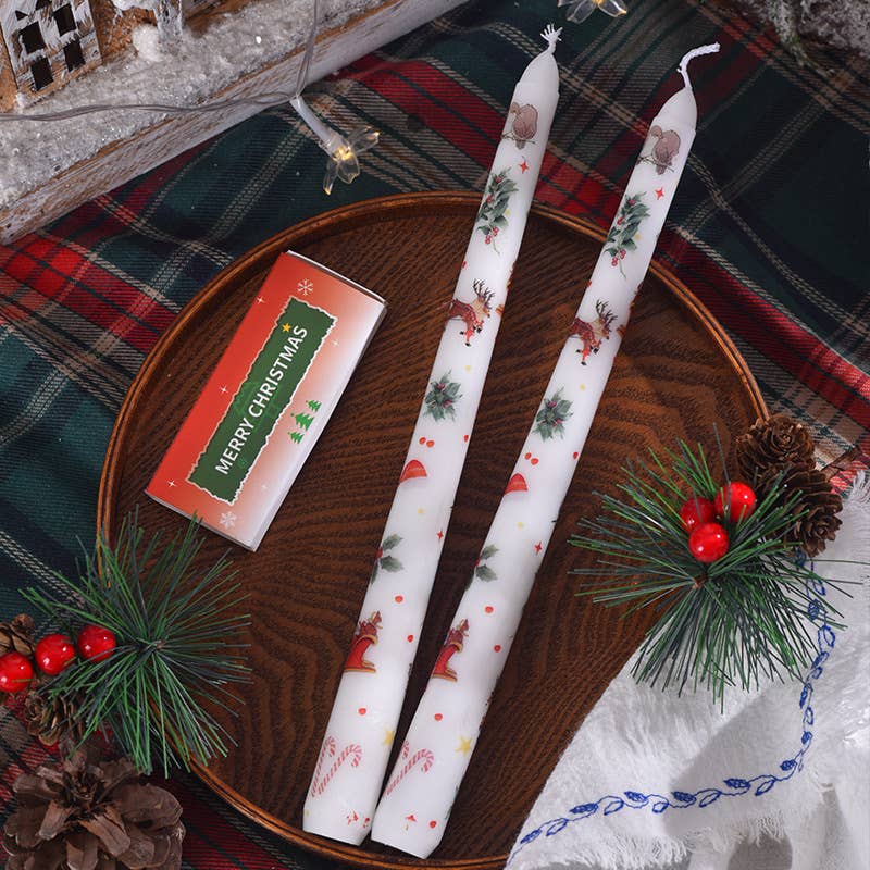 Smokeless Christmas Decorative Printed Taper Candle - Image 12