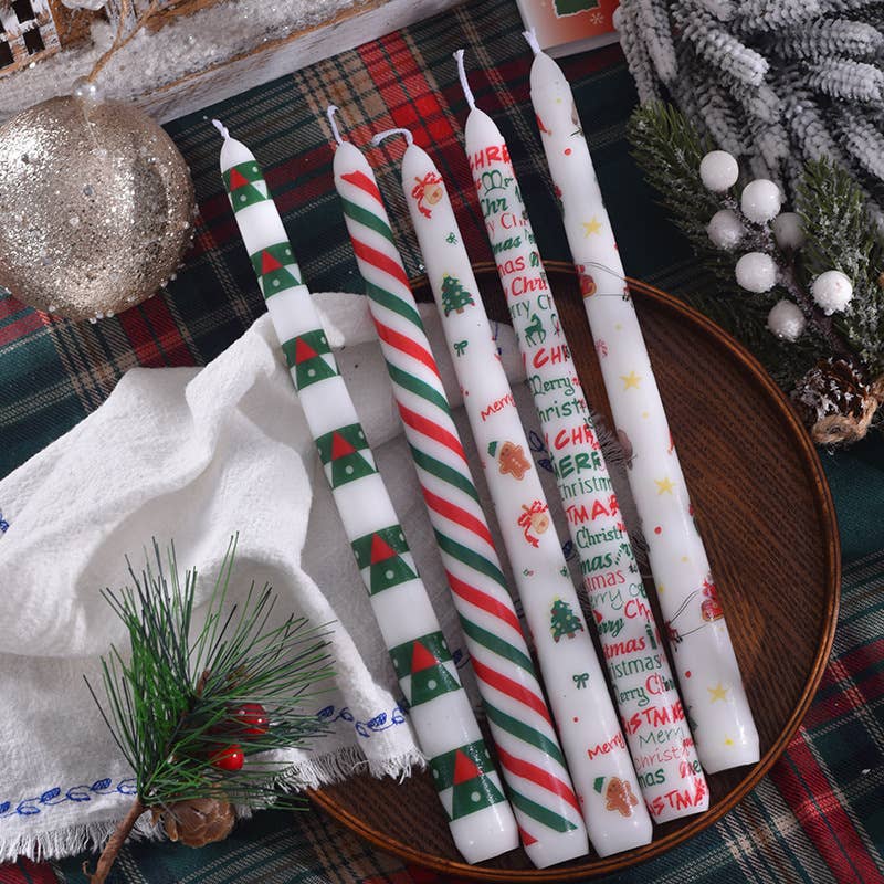Smokeless Christmas Decorative Printed Taper Candle - Image 13