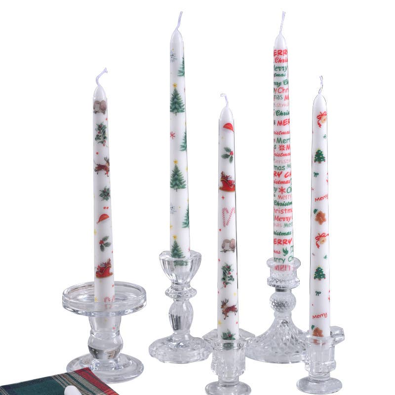 Smokeless Christmas Decorative Printed Taper Candle - Image 14