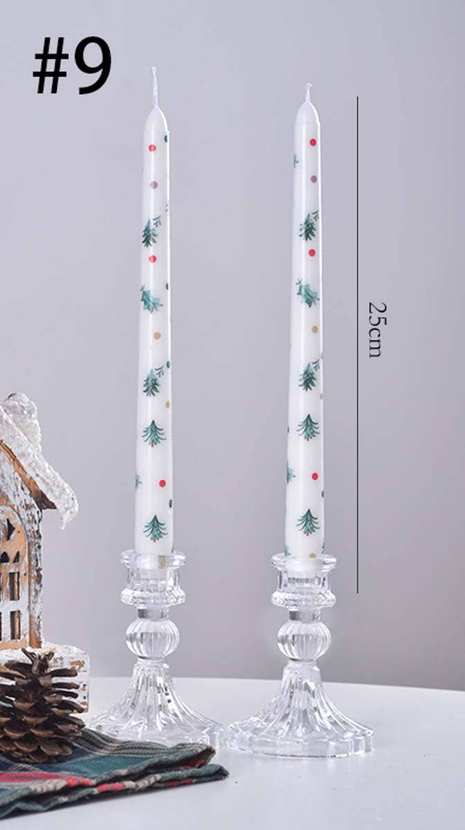 Smokeless Christmas Decorative Printed Taper Candle - Image 15