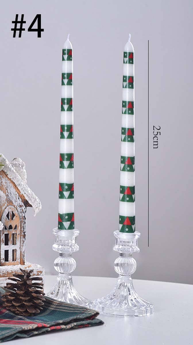 Smokeless Christmas Decorative Printed Taper Candle - Image 2