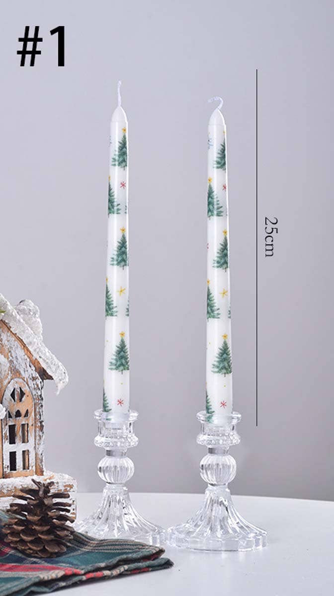 Smokeless Christmas Decorative Printed Taper Candle - Image 3