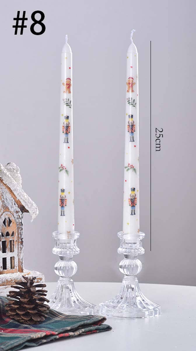 Smokeless Christmas Decorative Printed Taper Candle - Image 4