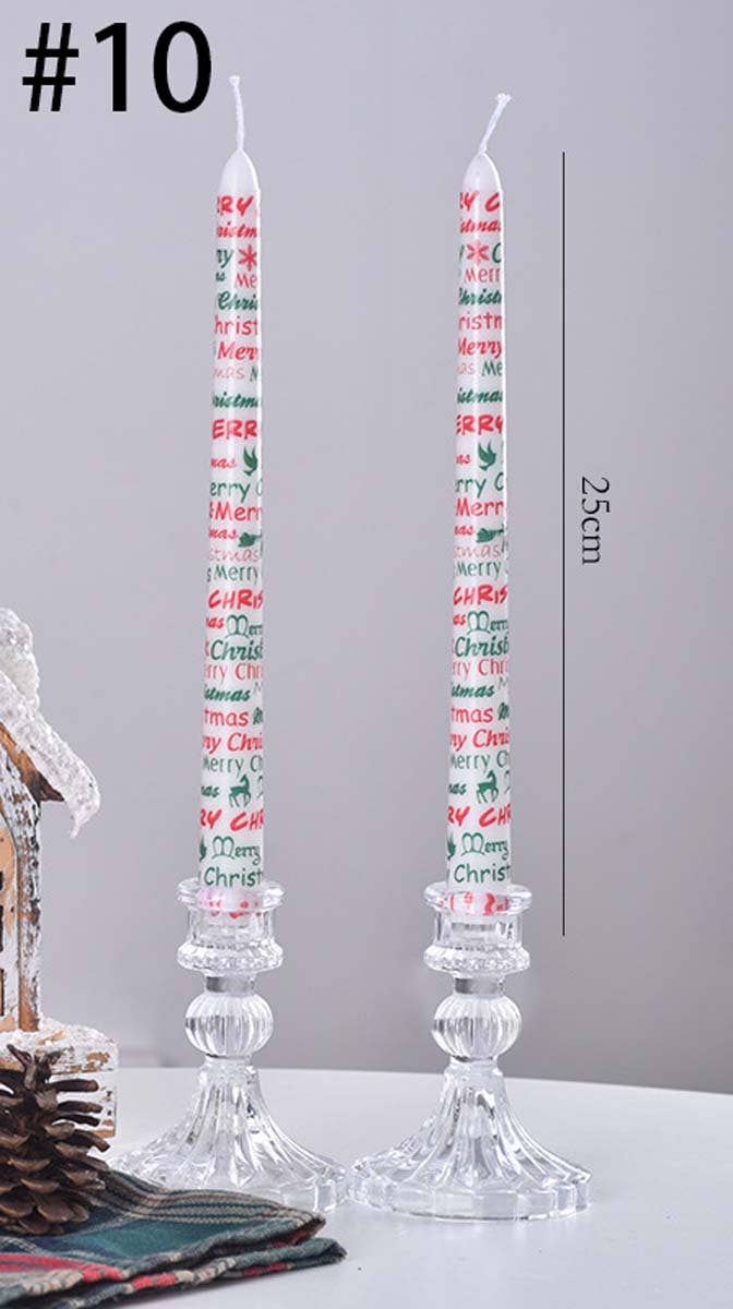 Smokeless Christmas Decorative Printed Taper Candle - Image 5