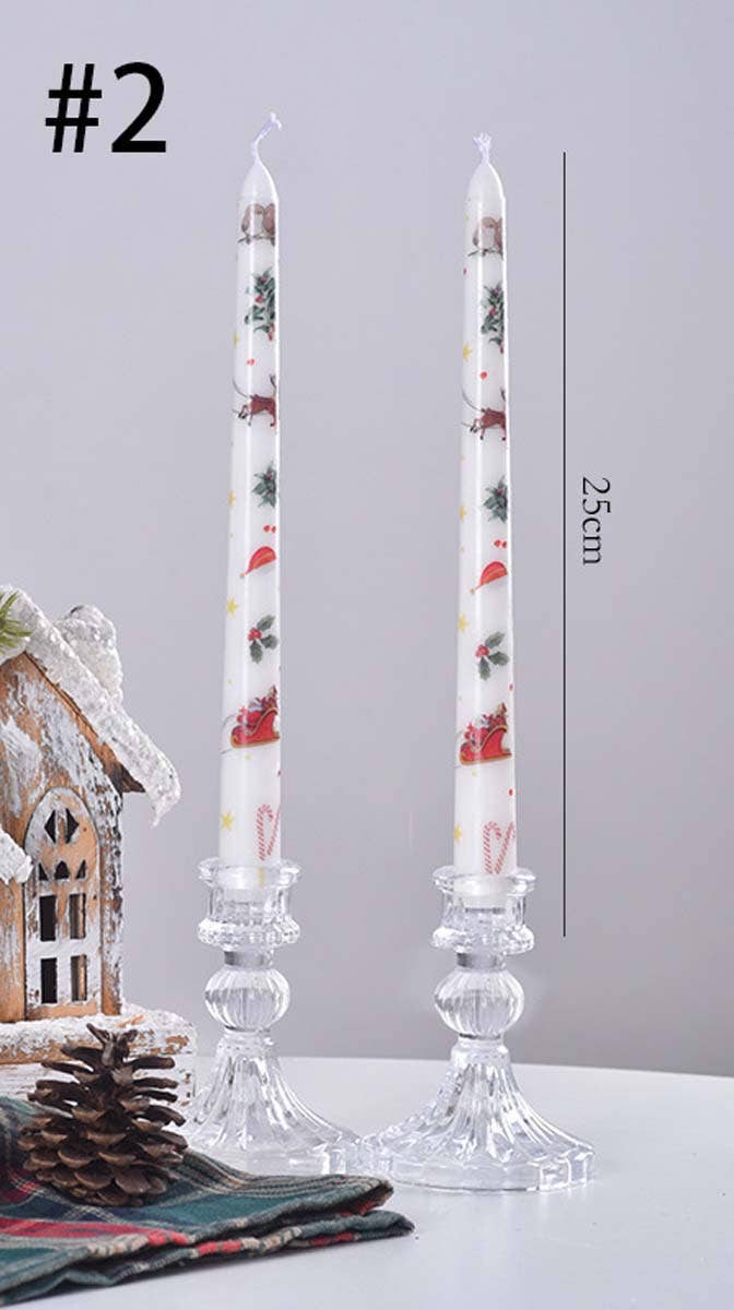 Smokeless Christmas Decorative Printed Taper Candle - Image 6