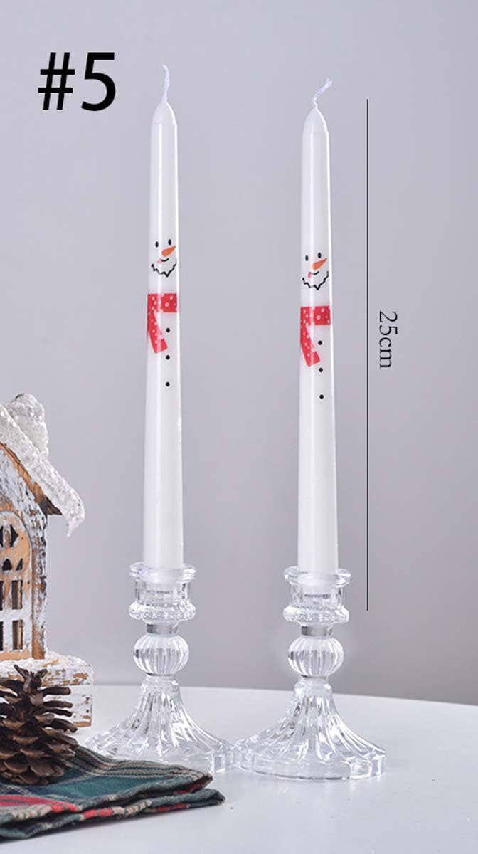Smokeless Christmas Decorative Printed Taper Candle - Image 7