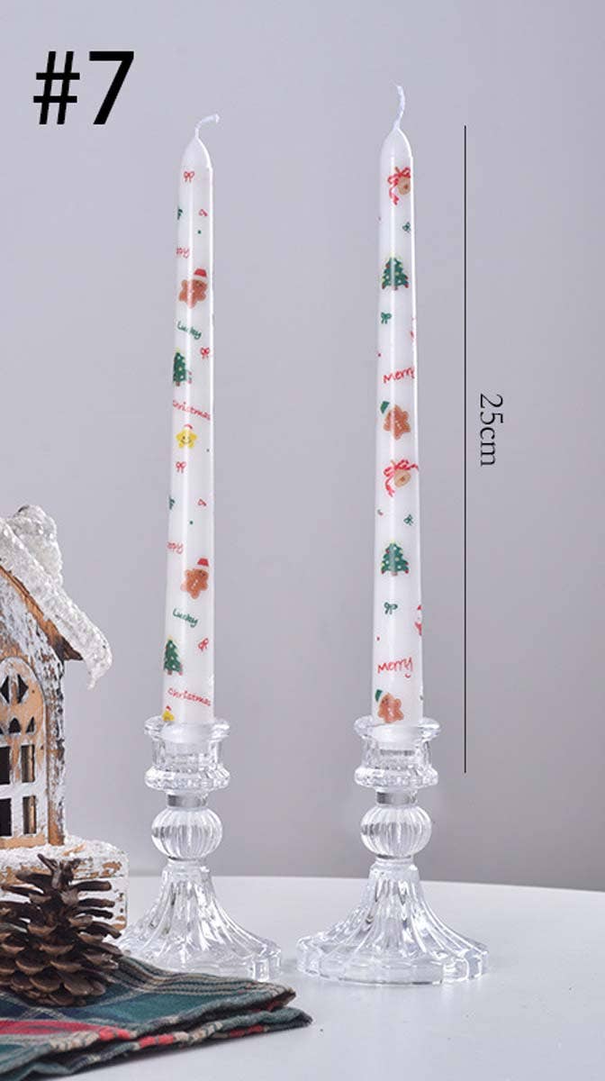 Smokeless Christmas Decorative Printed Taper Candle - Image 9