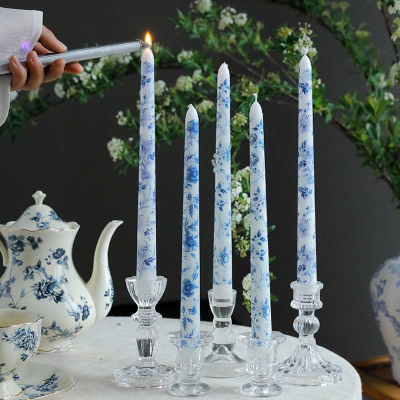 Blue and White Porcelain Smokeless Taper Candle - Image 6