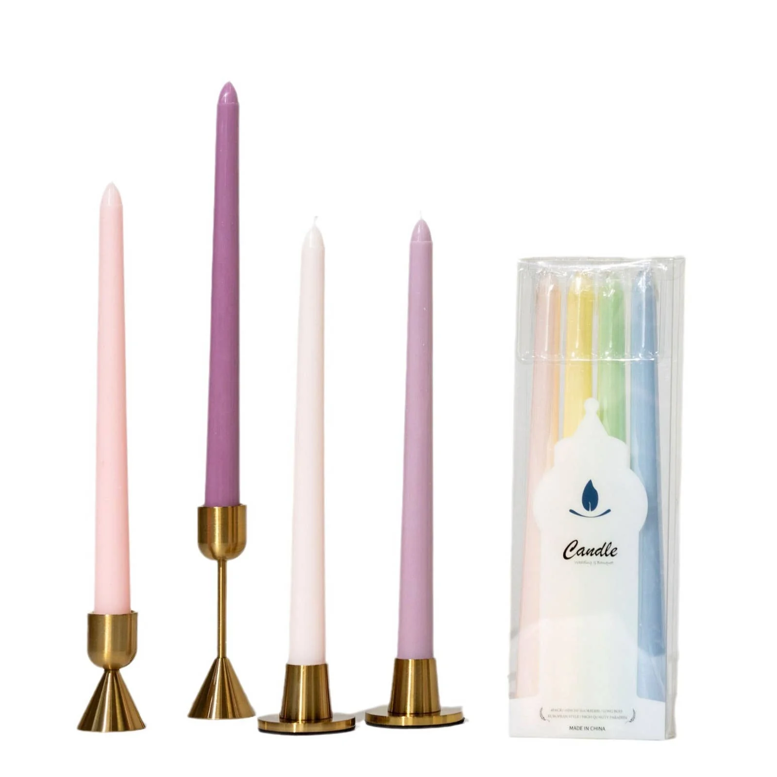 Wedding Party Colored Smokeless Long Taper Candles - Image 10