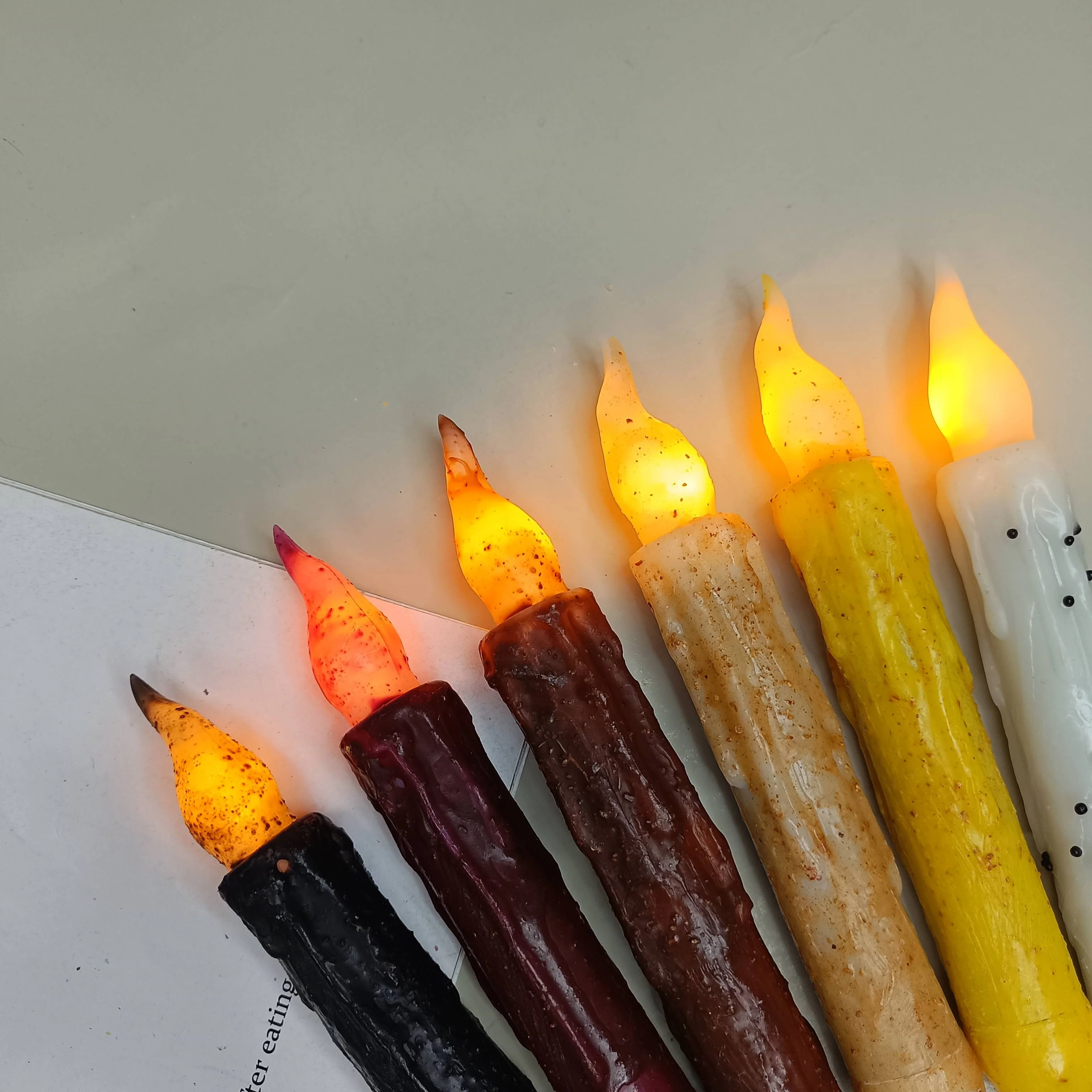 Real Wax Coated LED Taper Candles - 6 pack - Image 4