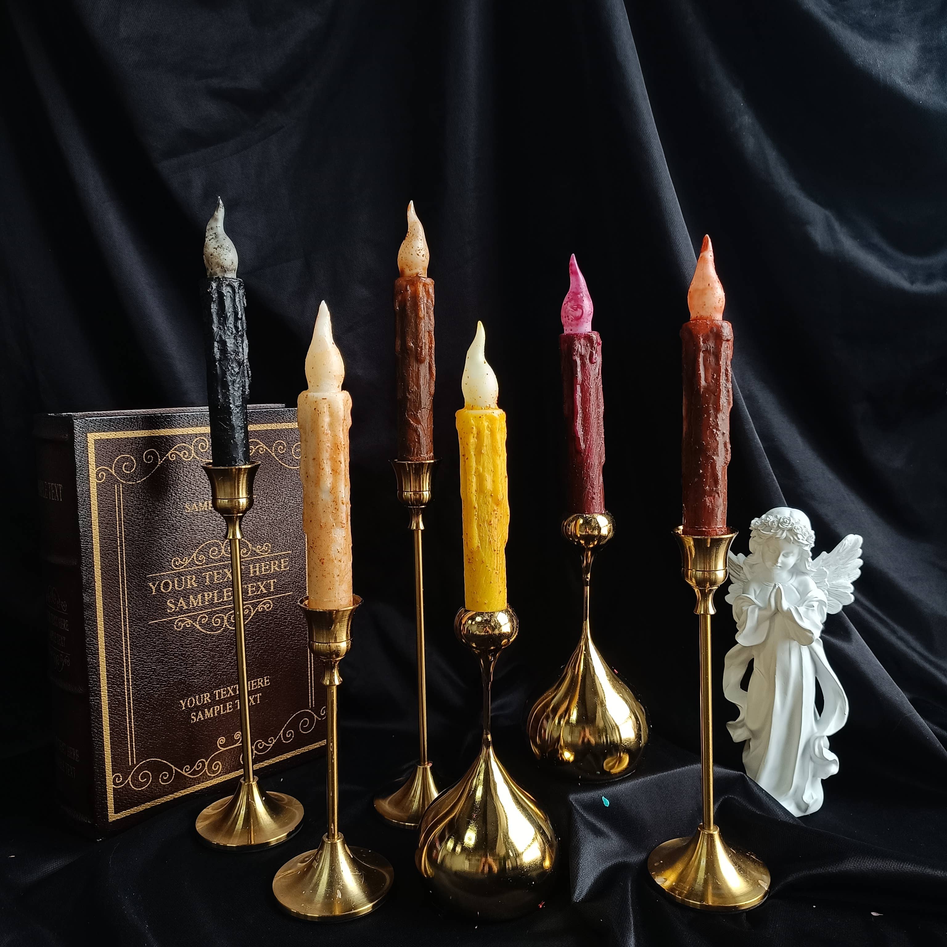 Real Wax Coated LED Taper Candles - 6 pack - Image 6