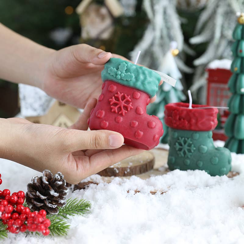 Christmas Stocking Shaped Handmade Decorative Scented Candle - Image 3