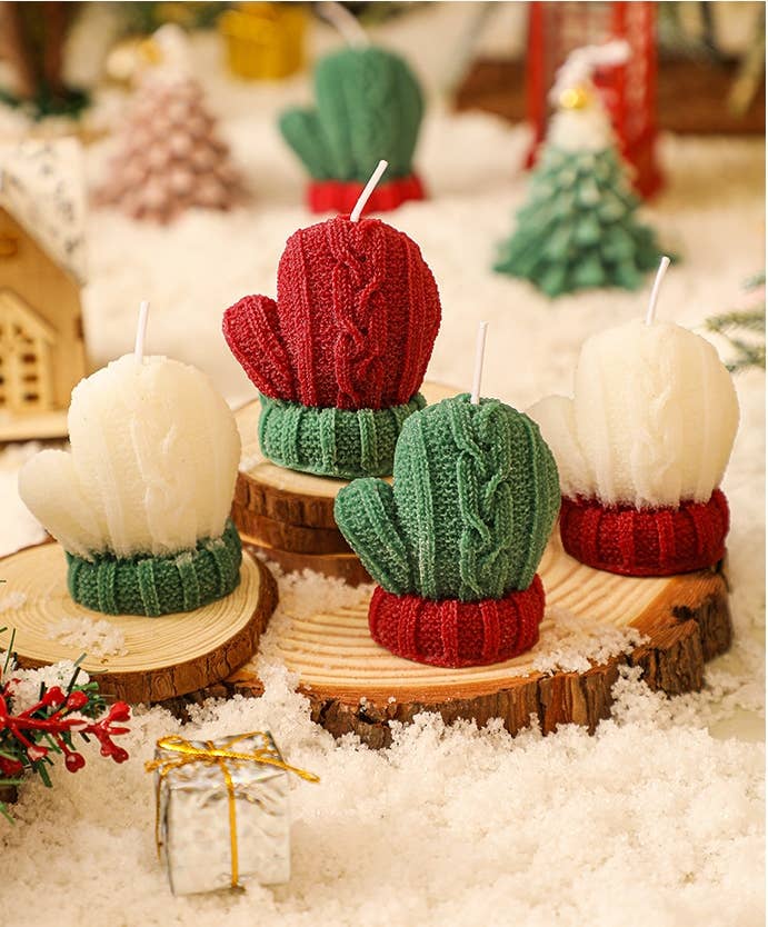 Holiday Decor Christmas Gloves Handmade Soy Scented Candle