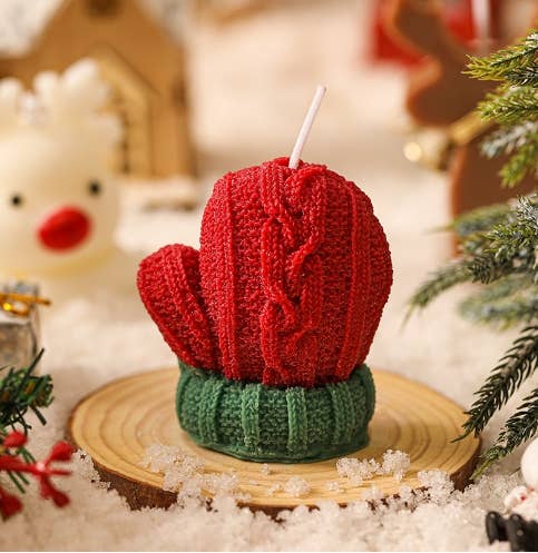 Holiday Decor Christmas Gloves Handmade Soy Scented Candle - Image 3