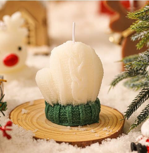 Holiday Decor Christmas Gloves Handmade Soy Scented Candle - Image 4