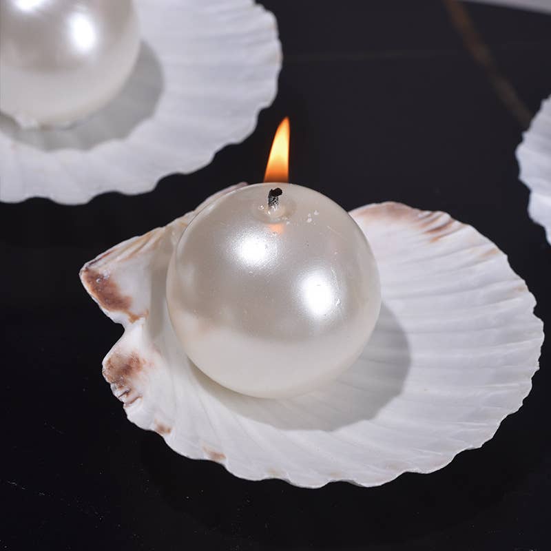 Romantic Atmosphere Smokeless Pearl & Shell Scented Candle- two piece - Image 4