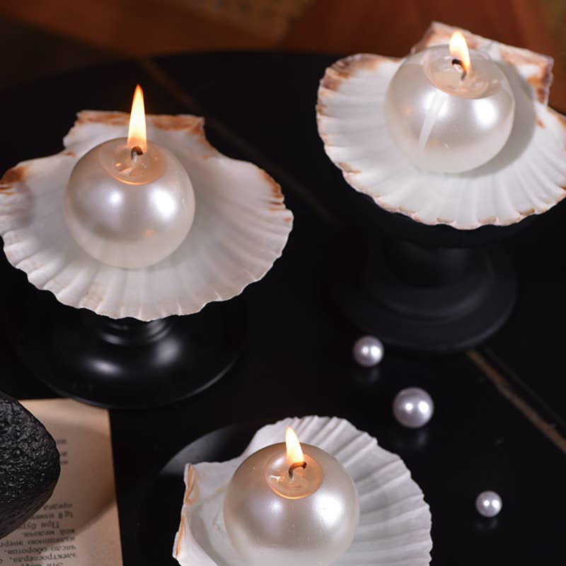 Romantic Atmosphere Smokeless Pearl & Shell Scented Candle- two piece - Image 5