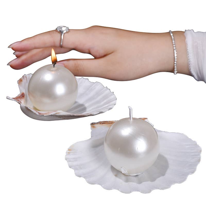 Romantic Atmosphere Smokeless Pearl & Shell Scented Candle- two piece - Image 6