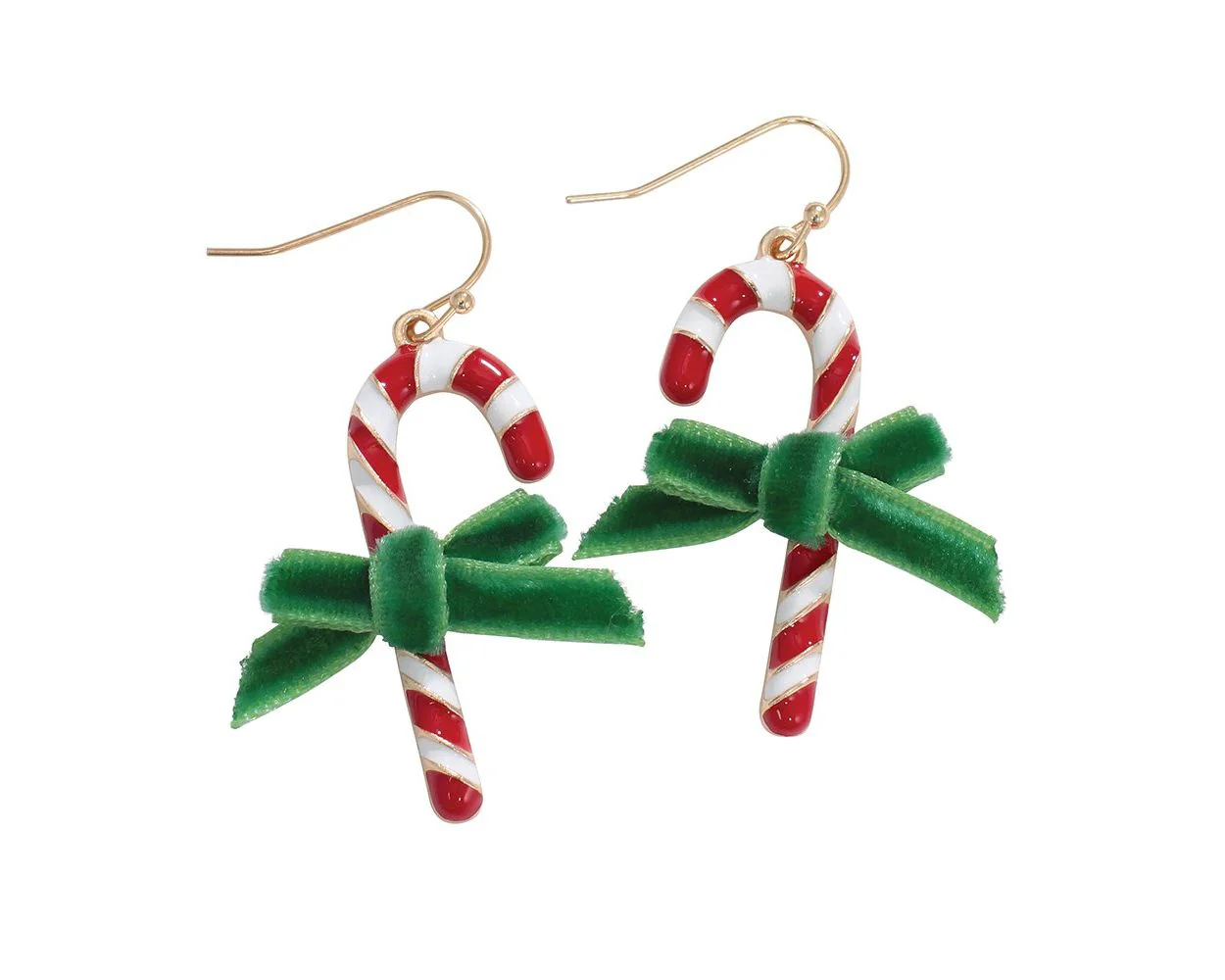 Candy Canes with Velvet Bows Earrings