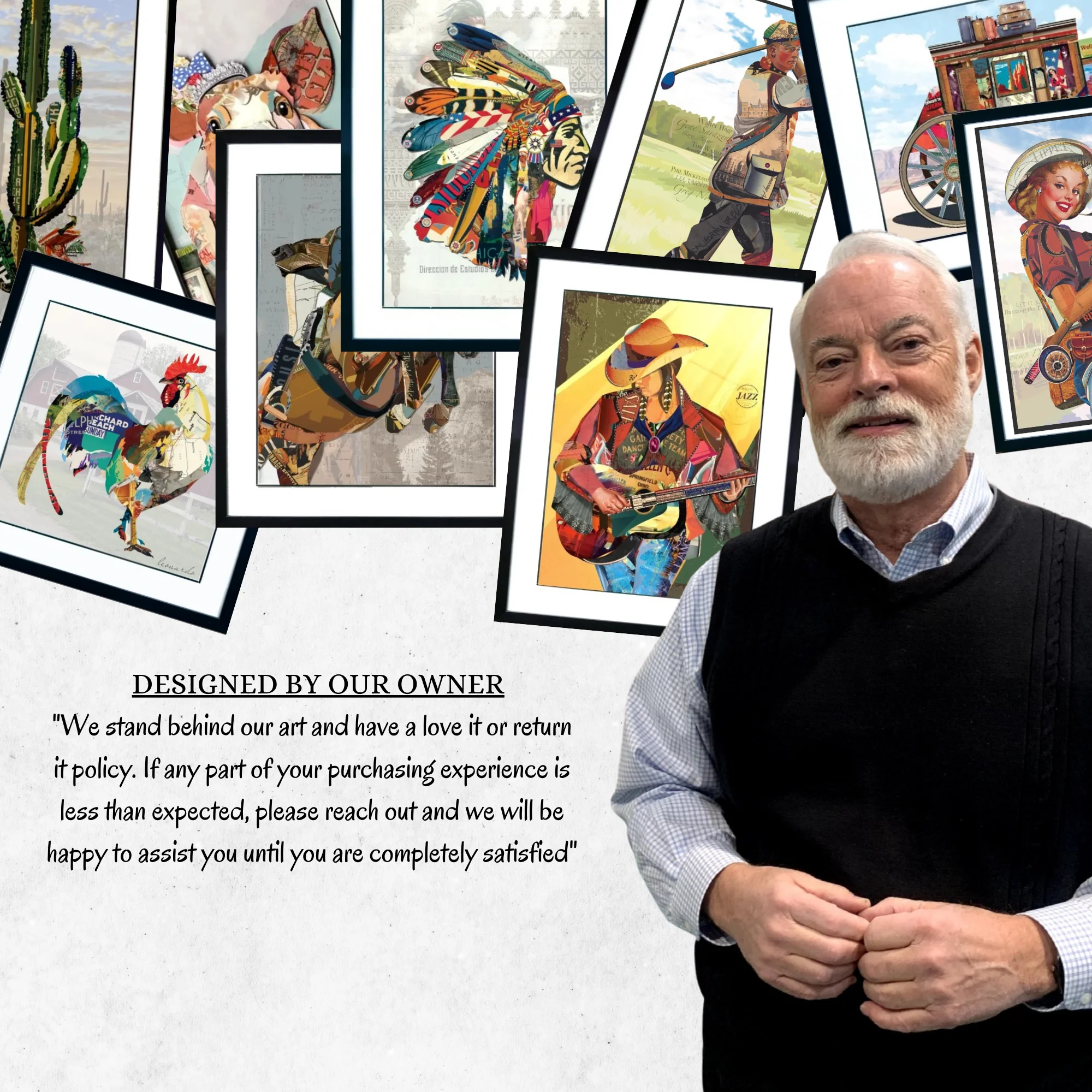 3D Collage Art | Cowboy on Bronc (36"x24") - Image 9
