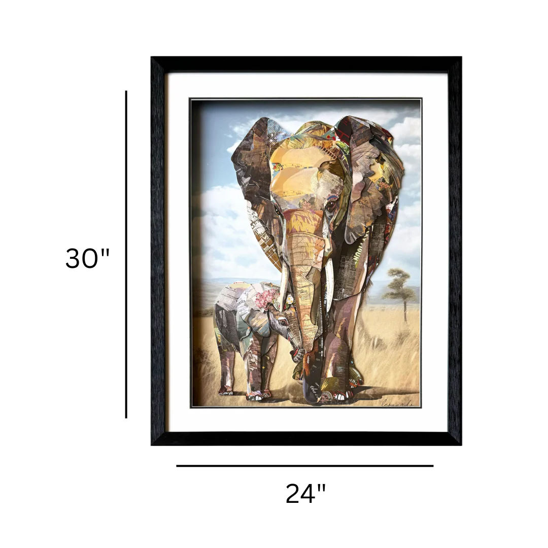 3D Collage Art | Elephants (30"x24") - Image 3