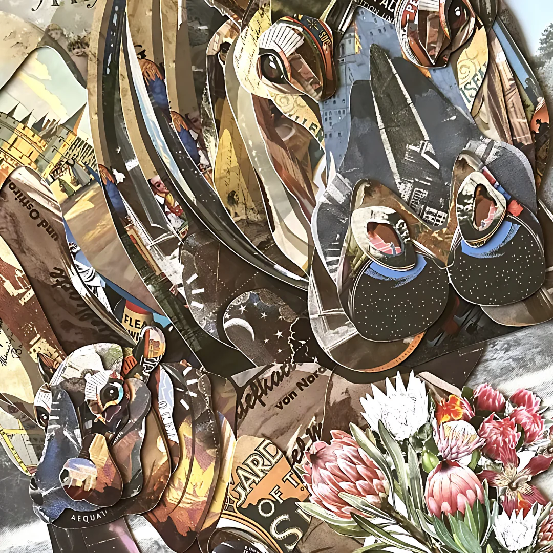 3D Collage Art | Hippos (30"x24") - Image 6