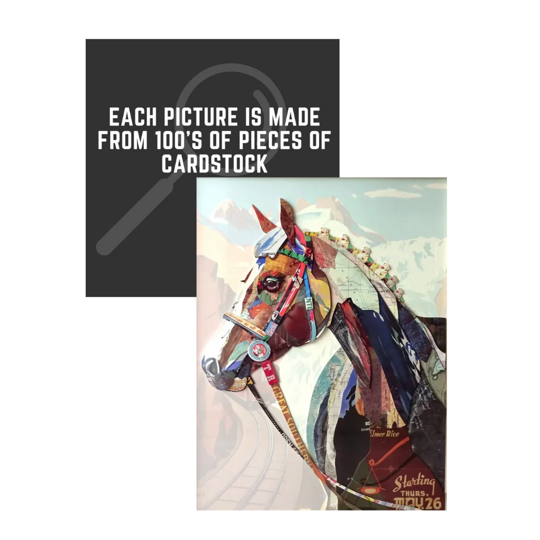 3D Collage Art | Horse w/Bridle (36"x28") - Image 4