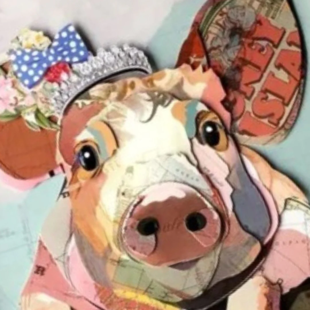 3D Collage Art | Pig - Queen for a Day (32"x24") - Image 6