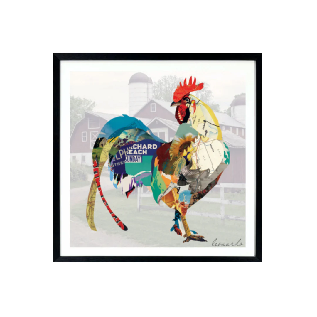 3D Collage Art | Rooster (26"x26")