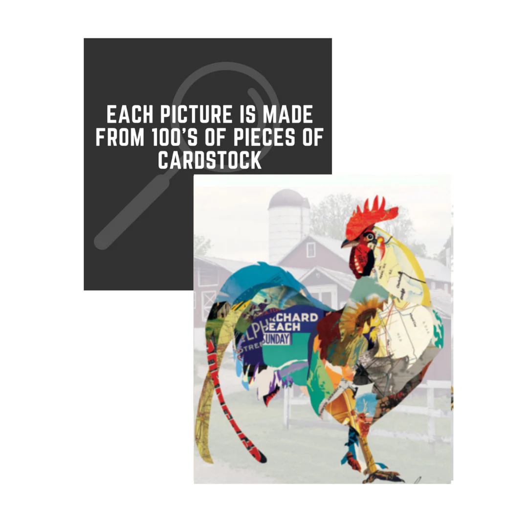 3D Collage Art | Rooster (26"x26") - Image 4