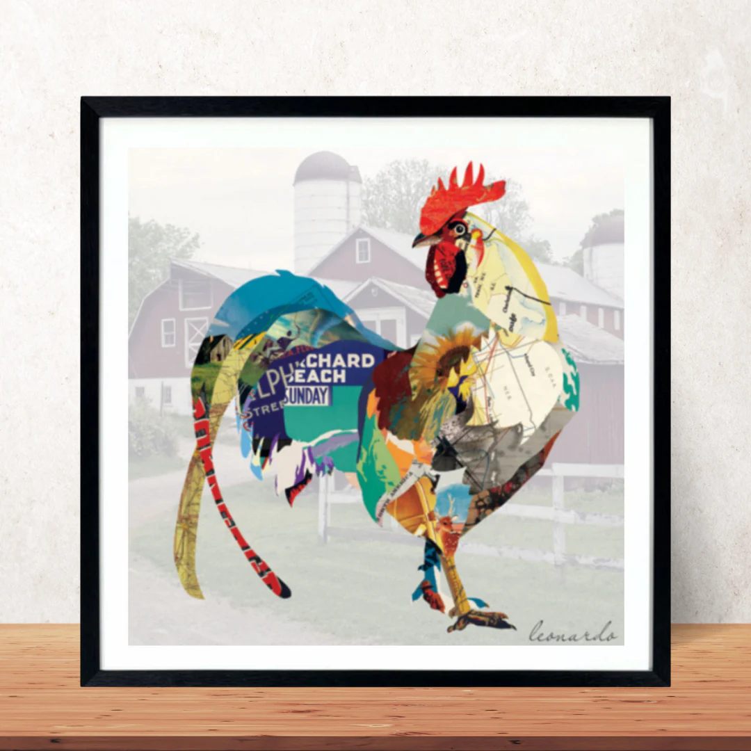 3D Collage Art | Rooster (26"x26") - Image 5