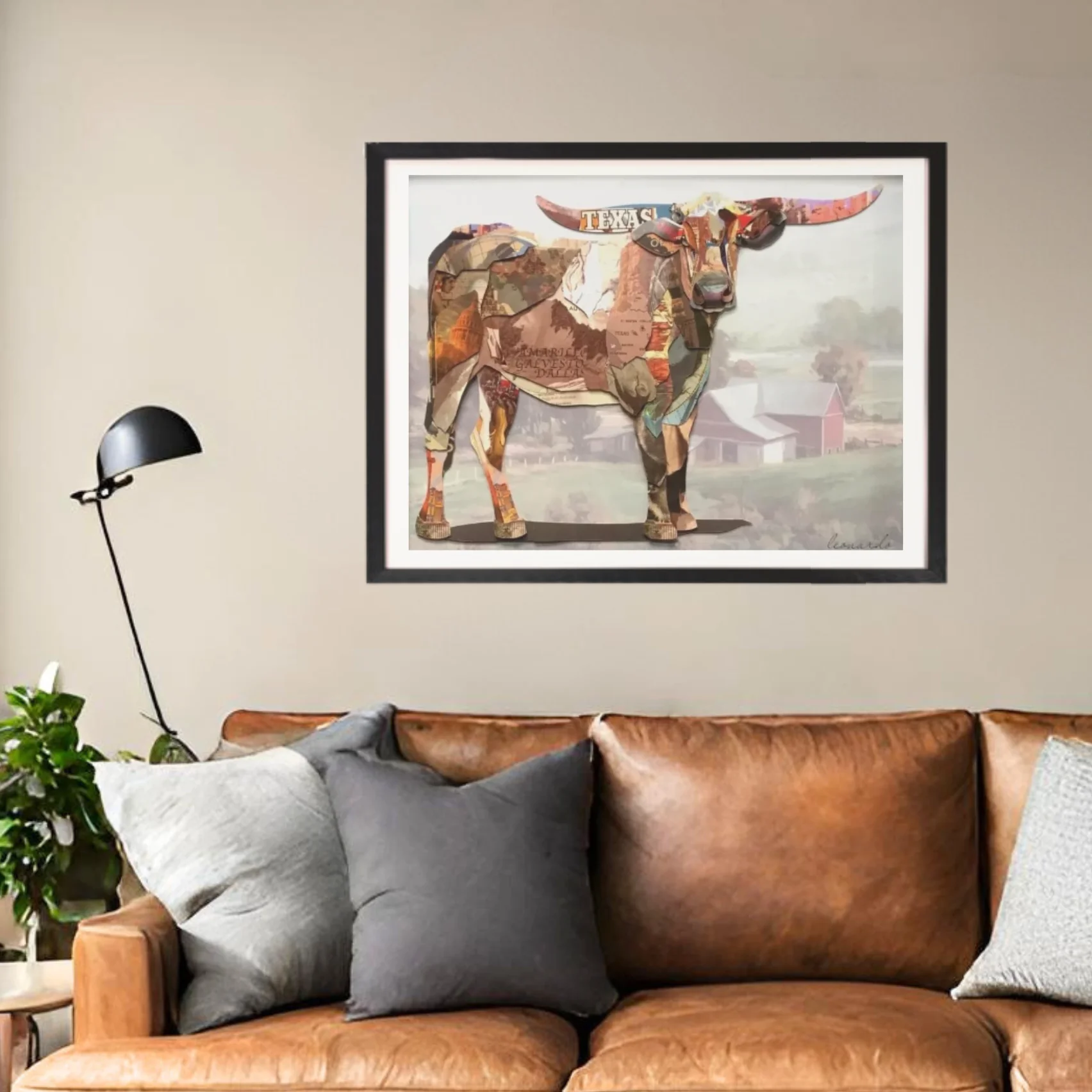 3D Collage Art | Texas Longhorn Steer (32"x38") - Image 5
