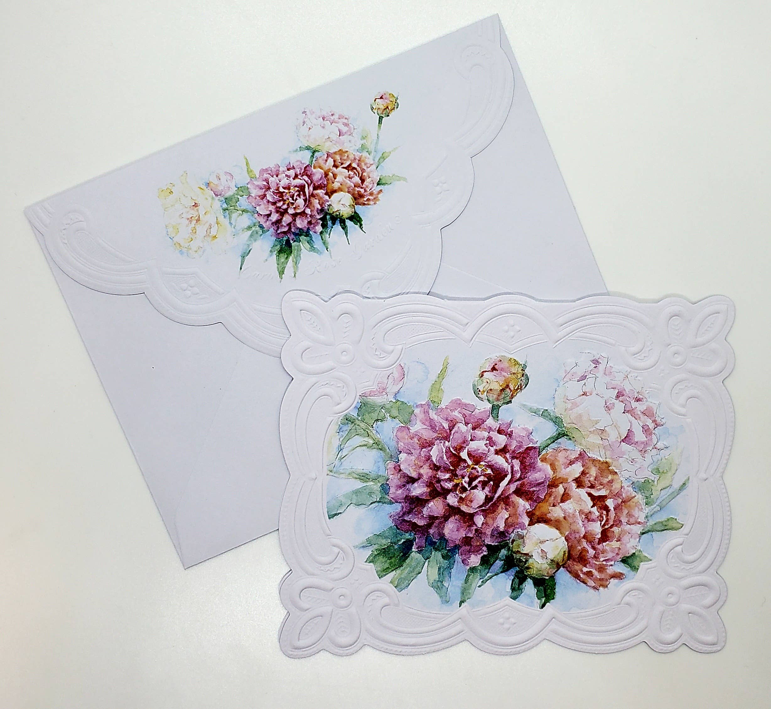 Peony Embossed, Die-cut Boxed Portfolio Note Cards - Image 2