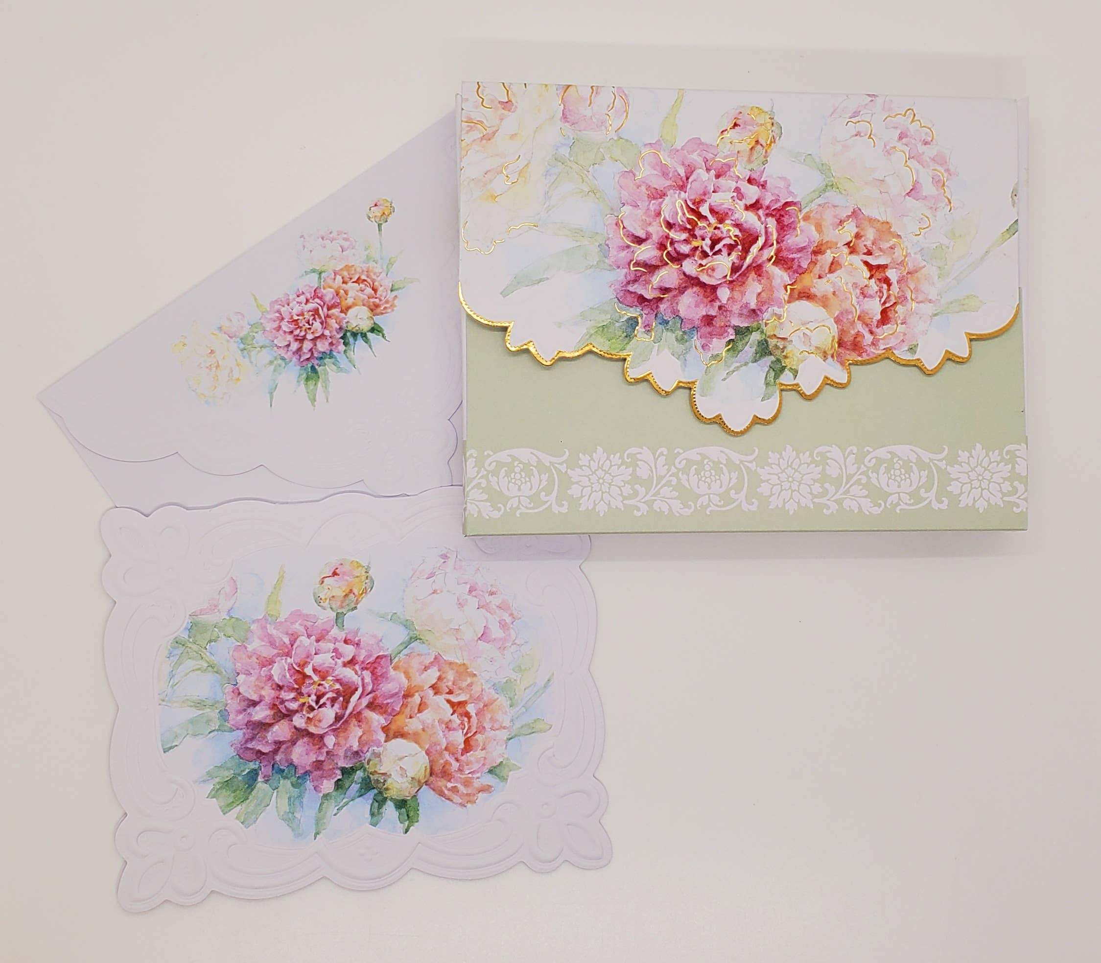 Peony Embossed, Die-cut Boxed Portfolio Note Cards - Image 3